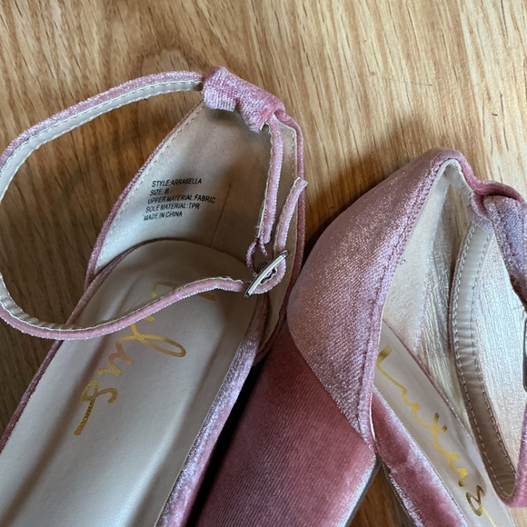 Lulu's Pink Velvet Ankle Strap Heels - Picture 2 of 7